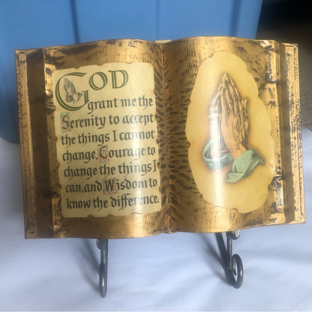 Serenity Prayer : God grant me the serenity… Alter “open book” very good conditi